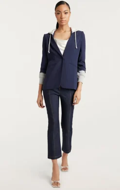 Cinq à Sept Hooded Khloe Jacket Navy/HeatherGrey Outlet