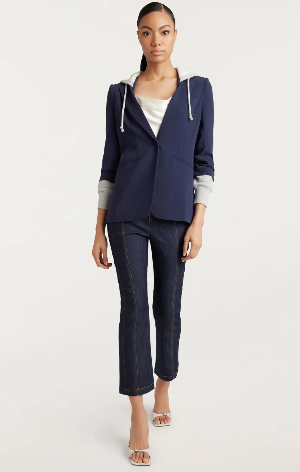 Cinq à Sept Hooded Khloe Jacket Navy/HeatherGrey Outlet