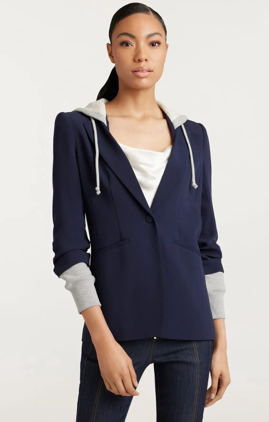 Cinq à Sept Hooded Khloe Jacket Navy/HeatherGrey Outlet