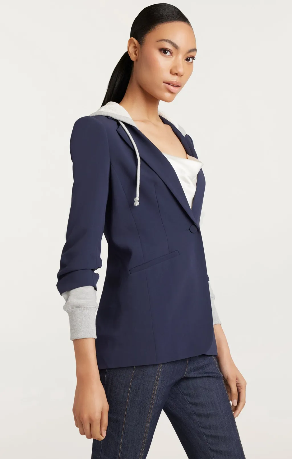 Cinq à Sept Hooded Khloe Jacket Navy/HeatherGrey Outlet