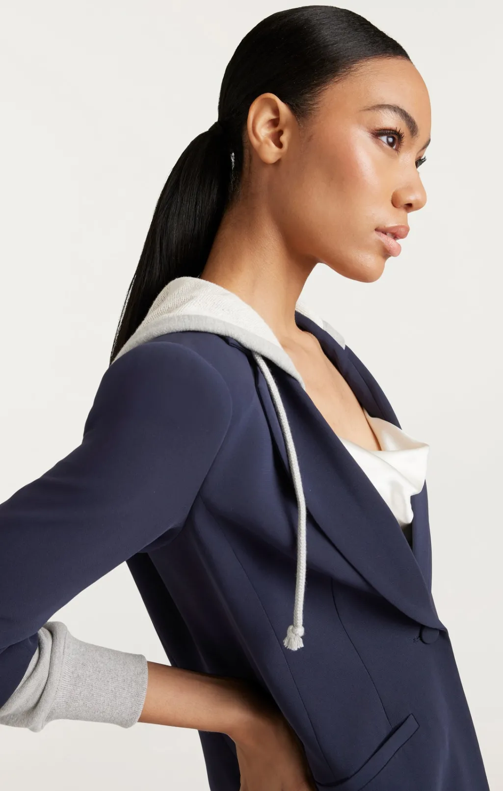 Cinq à Sept Hooded Khloe Jacket Navy/HeatherGrey Outlet