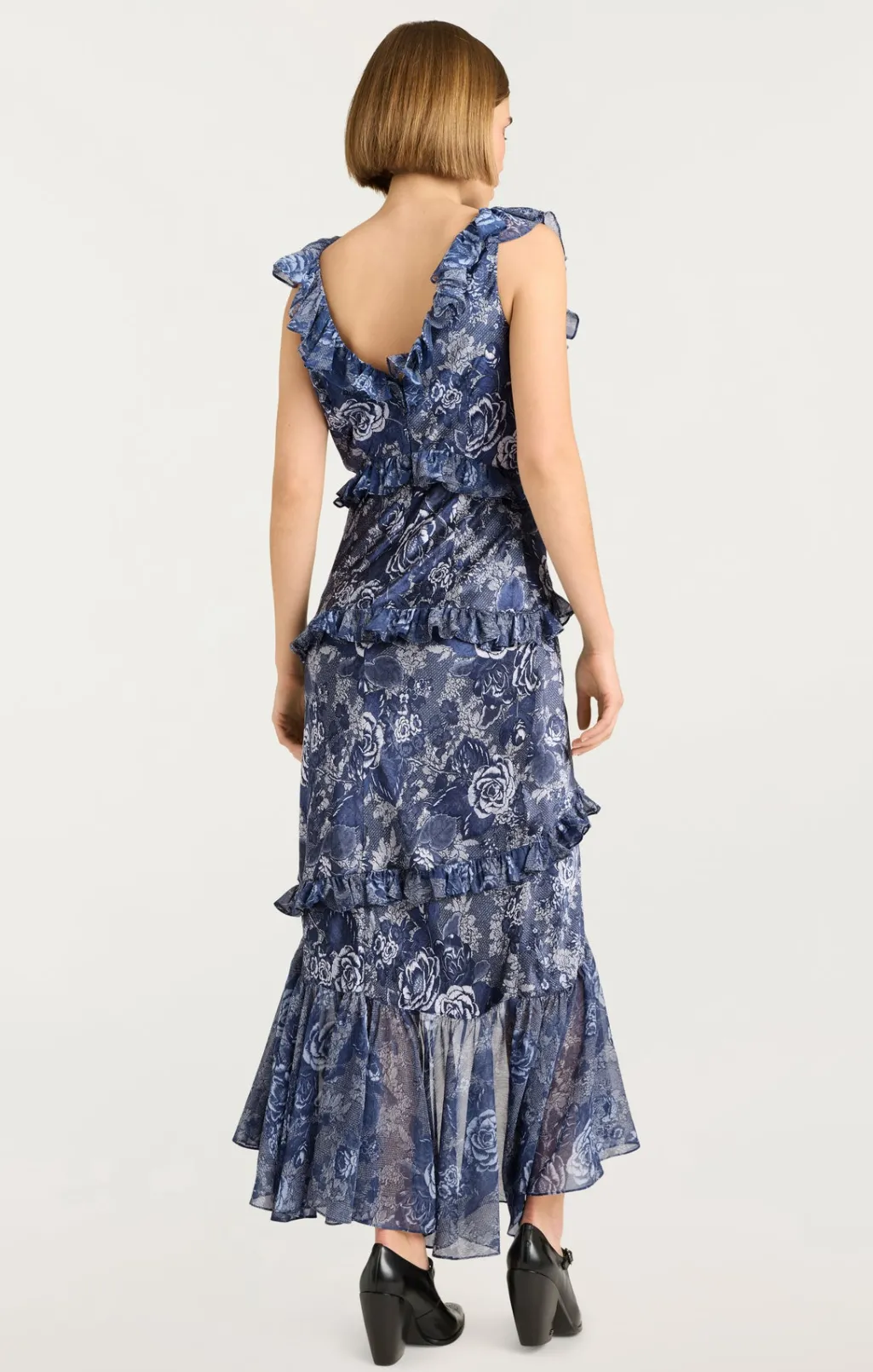 Cinq à Sept Indigo Floral Ora Dress IndigoMulti New