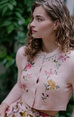 Cinq à Sept Isolde Embroidered Cardigan SoftPinkMulti Outlet