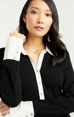 Cinq à Sept Jaden Top Black/white Sale