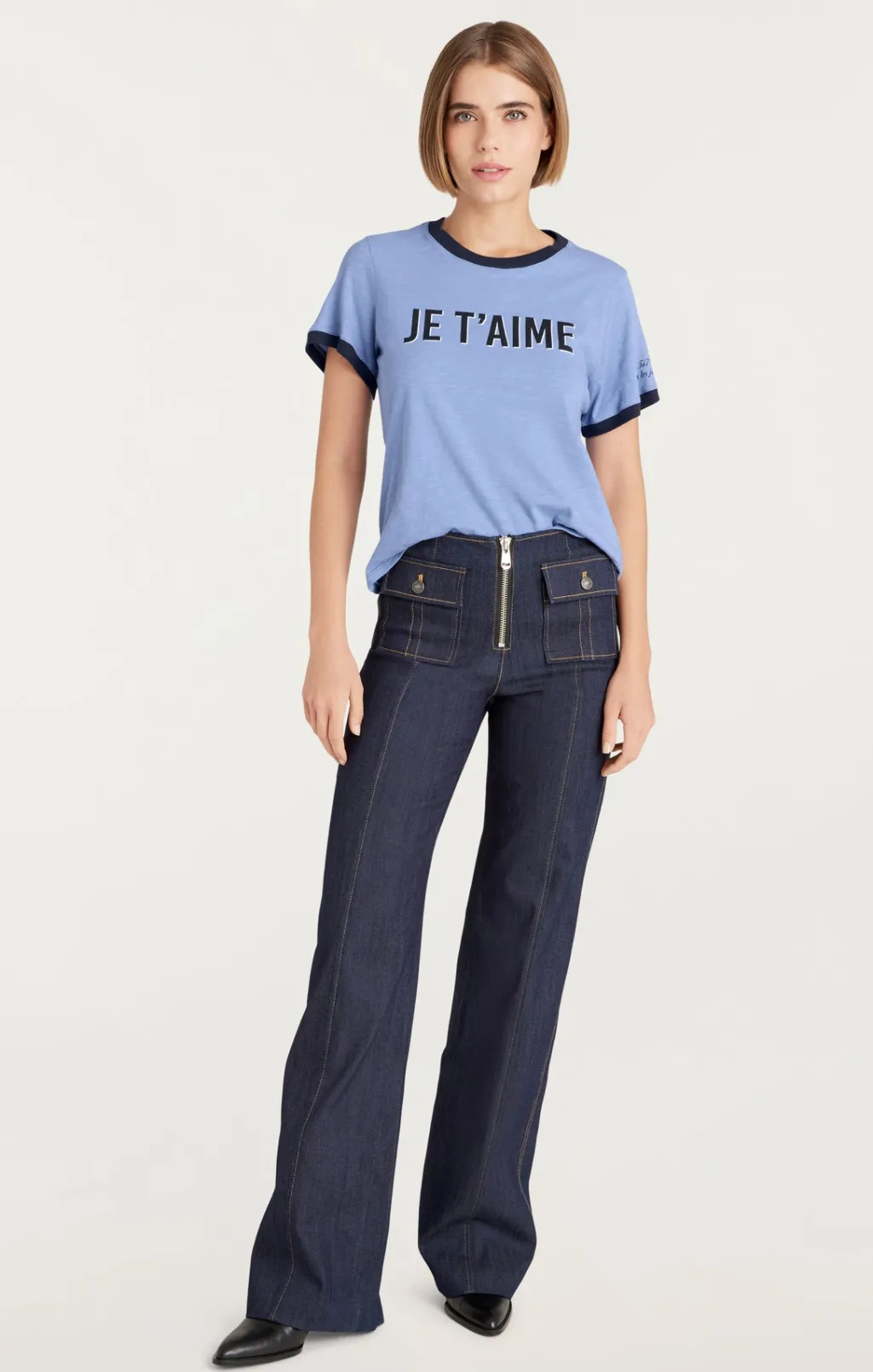 Cinq à Sept Je Taime Ringer Tee RusticBlue New