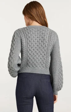 Cinq à Sept Joelle Embellished Cable Cardigan CharcoalLilac/Green Outlet