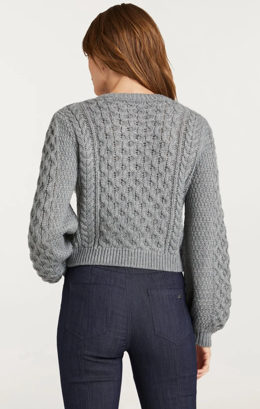 Cinq à Sept Joelle Embellished Cable Cardigan CharcoalLilac/Green Outlet