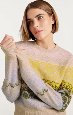 Cinq à Sept Lace Fair Isle Pullover OatmealMulti Sale