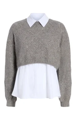 Cinq à Sept Landry Pullover HeatherGrey/White New