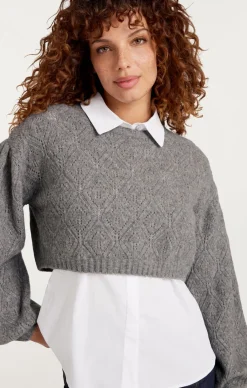 Cinq à Sept Landry Pullover HeatherGrey/White New