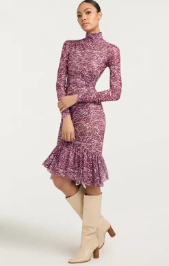 Cinq à Sept Layla Dress InkstrokesDarkPlumMulti Clearance