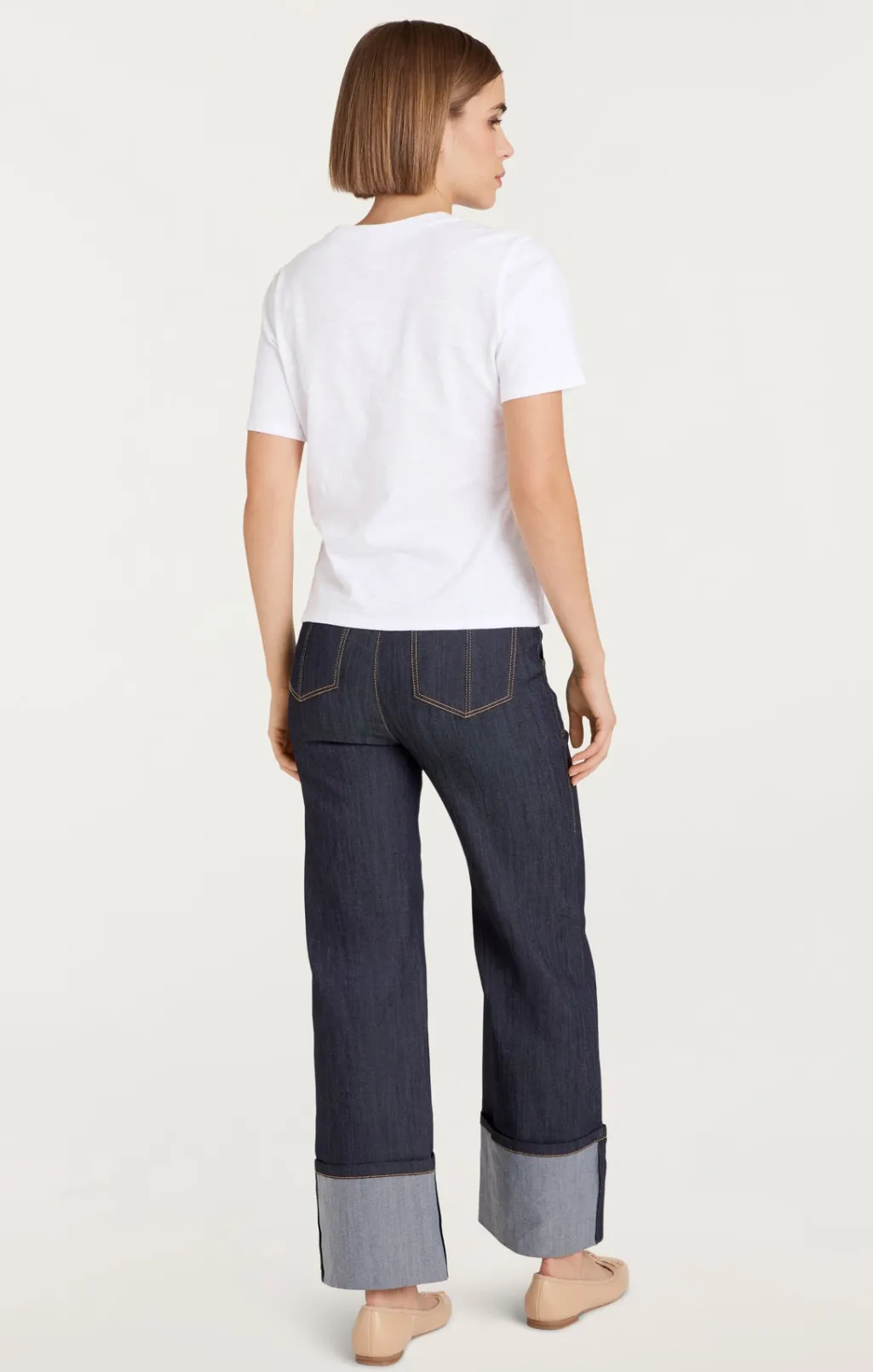 Cinq à Sept Le Chic Shrunken Tee White/Navy Discount