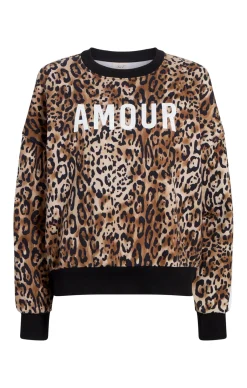 Cinq à Sept Leopard Amour Brandy Sweatshirt Pullover Black/sahara Clearance