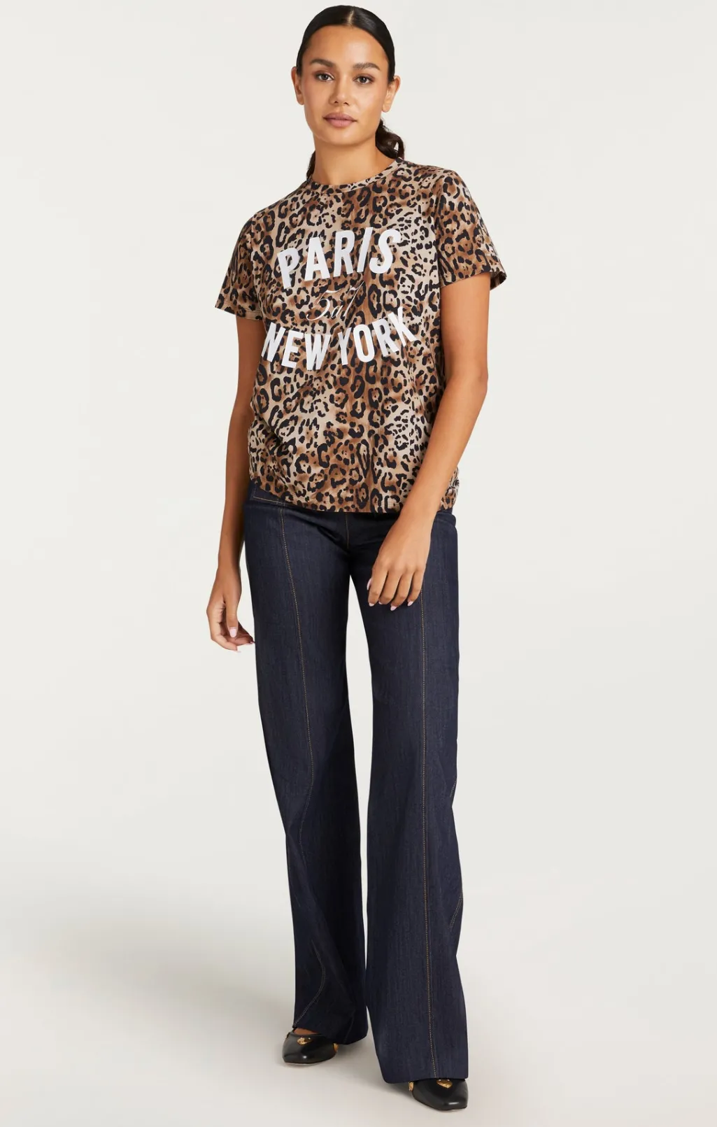 Cinq à Sept Leopard Paris NY Tee Black/sahara Clearance