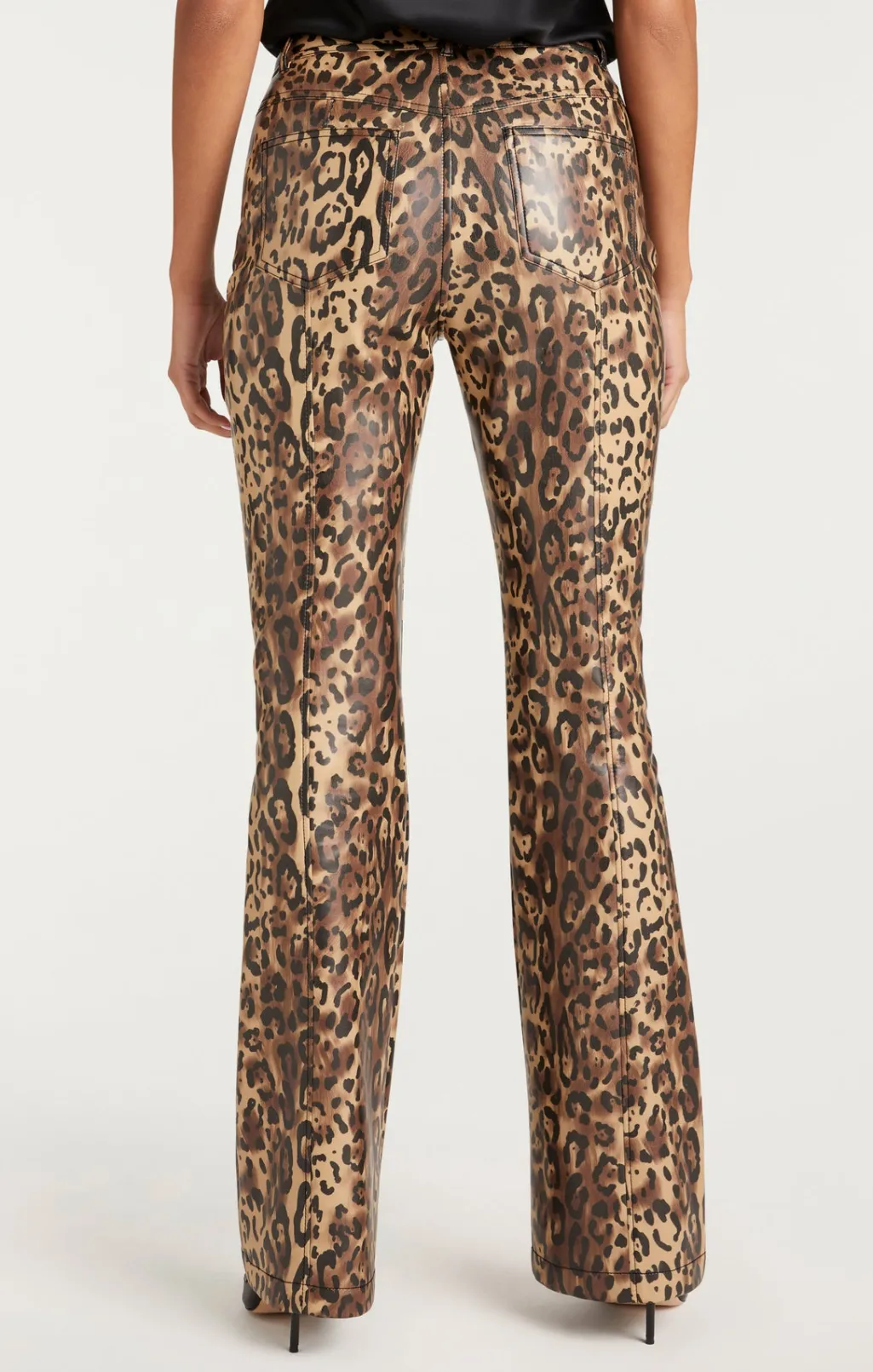 Cinq à Sept Leopard Vegan Leather Miller Pant Black/Sahara New