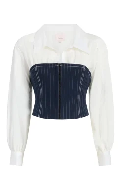 Cinq à Sept Levina Top Navy/Ivory Clearance