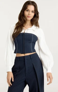 Cinq à Sept Levina Top Navy/Ivory Clearance