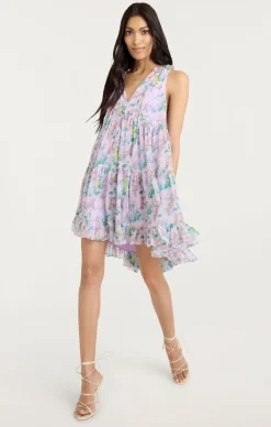 Cinq à Sept Light Washed Floral Sleeveless Phyllis Dress PastelMulti Clearance