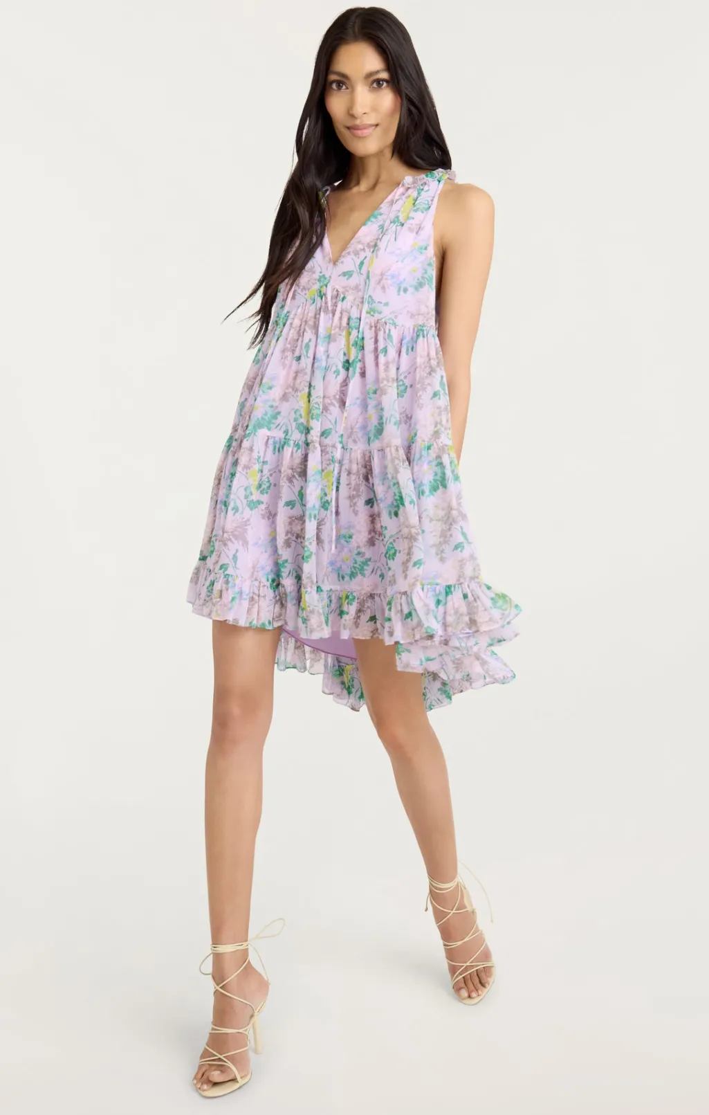 Cinq à Sept Light Washed Floral Sleeveless Phyllis Dress PastelMulti Clearance