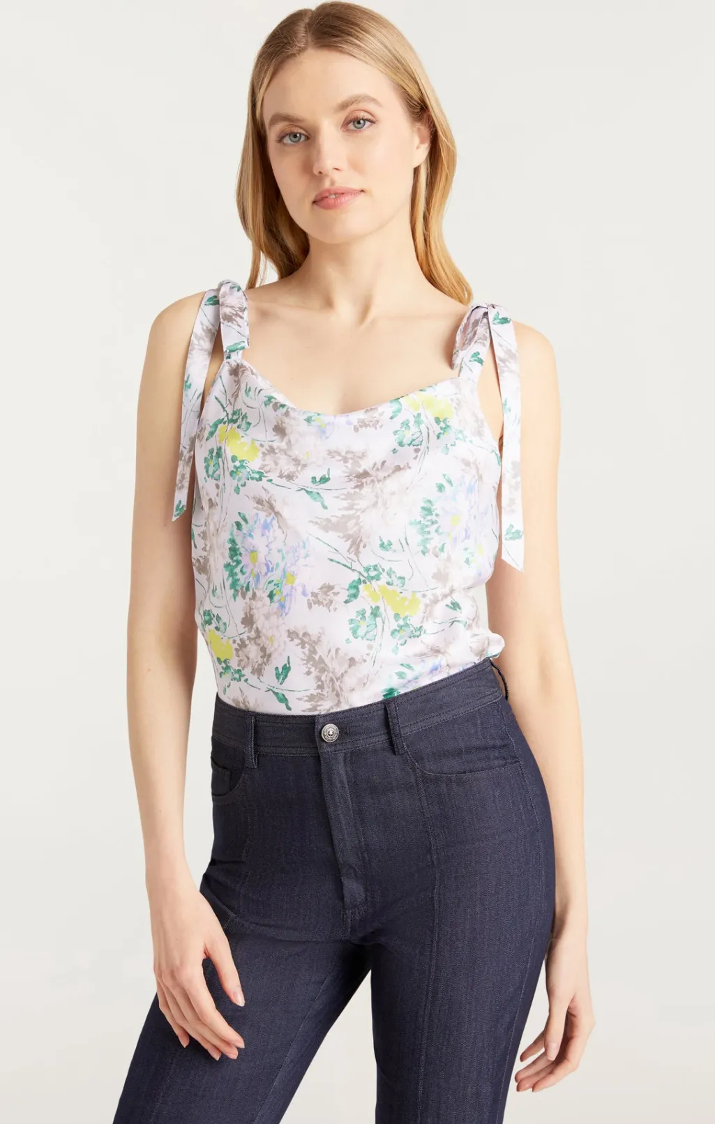 Cinq à Sept Light Washed Floral Tied Marta Cami PastelMulti Sale