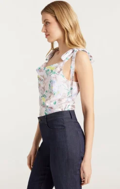 Cinq à Sept Light Washed Floral Tied Marta Cami PastelMulti Sale