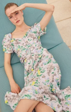 Cinq à Sept Light Washed Floral Walker Dress PastelMulti