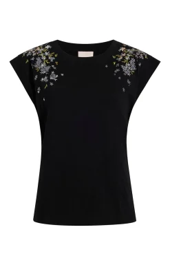 Cinq à Sept Lilac Vine Embellished Bella Tee BlackMulti Sale
