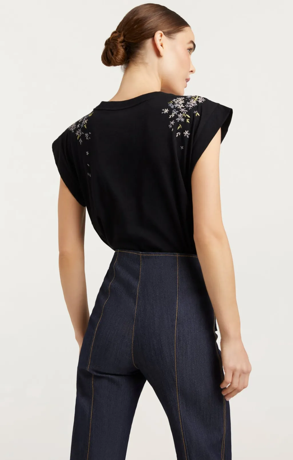 Cinq à Sept Lilac Vine Embellished Bella Tee BlackMulti Sale