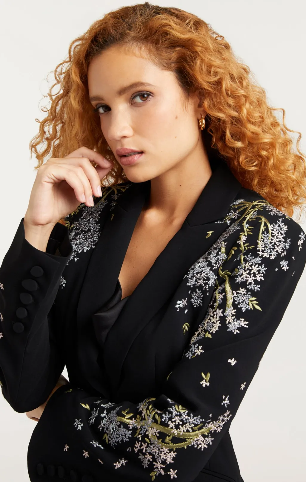 Cinq à Sept Lilac Vine Embellished Cheyenne Blazer BlackMulti Clearance