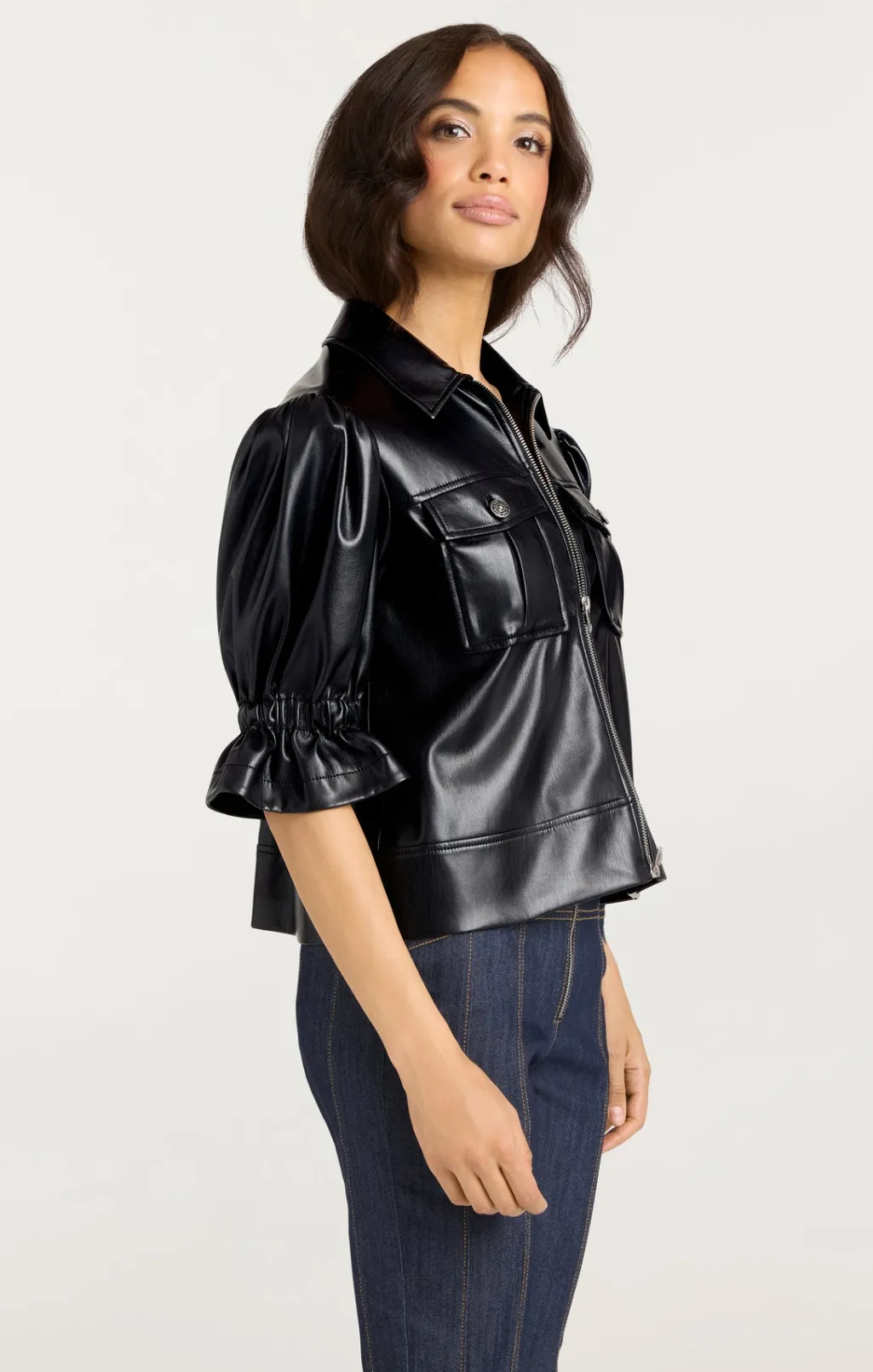 Cinq à Sept Lite Vegan Leather Holly Jacket Black Discount