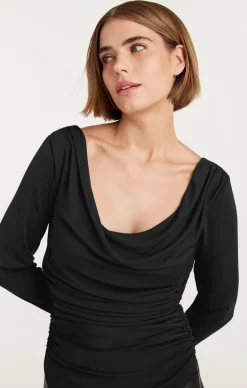 Cinq à Sept Long Sleeve Cherise Top Black New