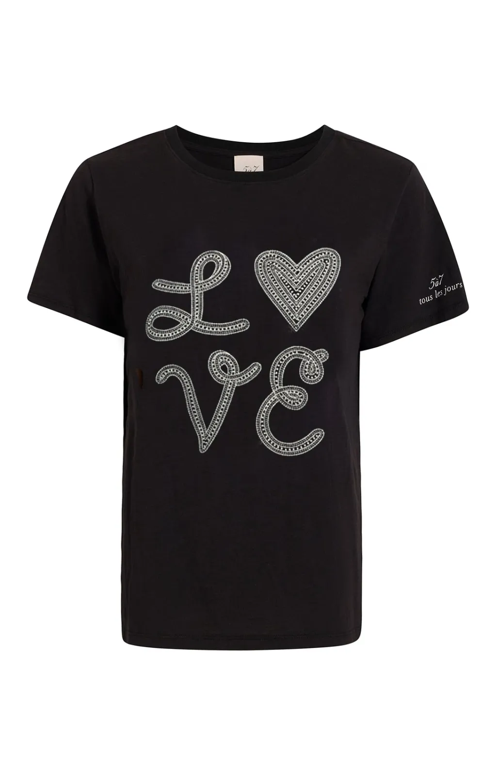 Cinq à Sept Love Heart Tee Black/Plaster Clearance
