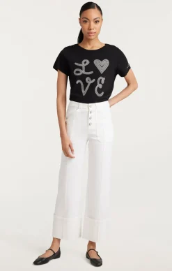 Cinq à Sept Love Heart Tee Black/Plaster Clearance