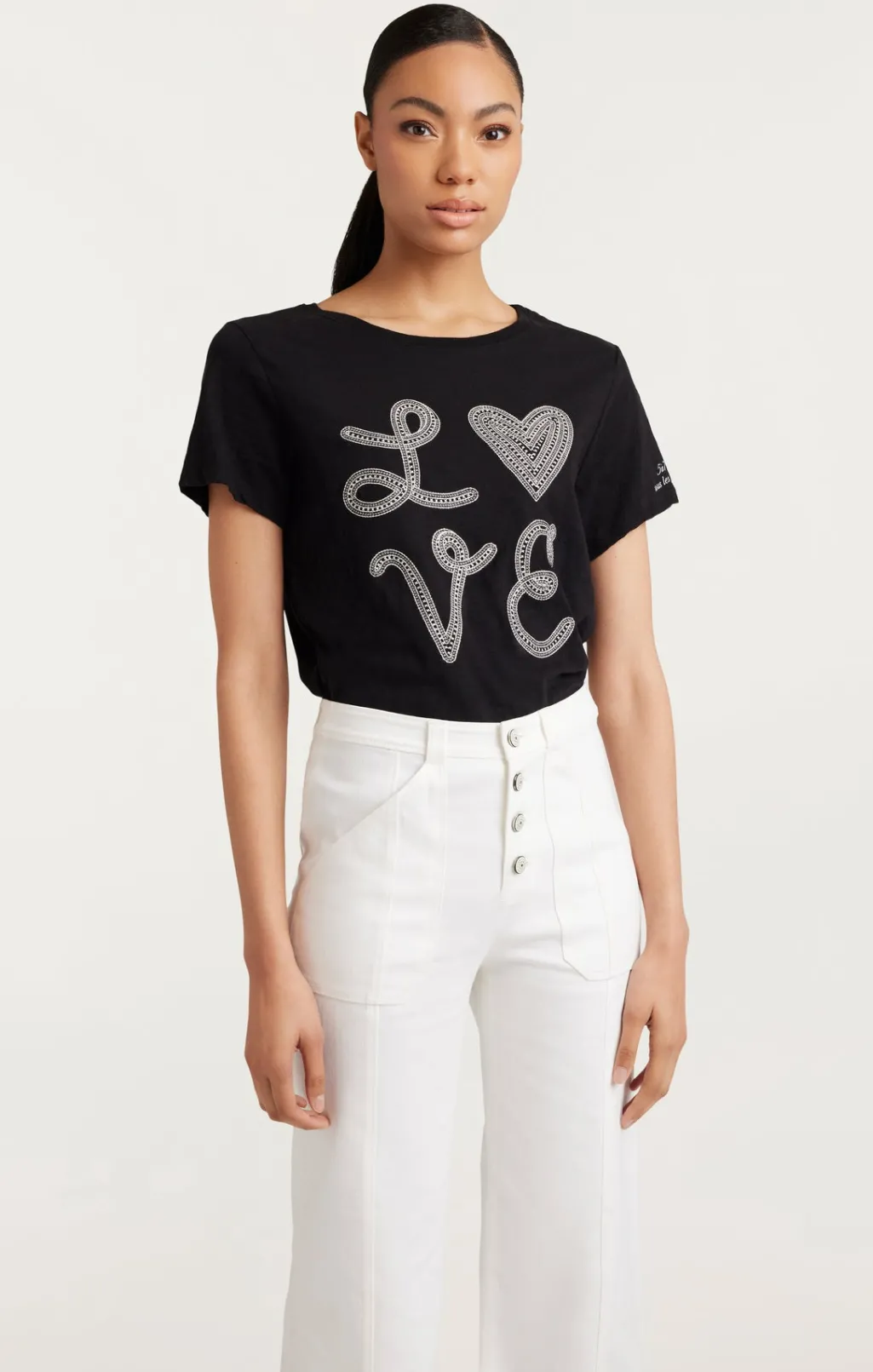 Cinq à Sept Love Heart Tee Black/Plaster Clearance