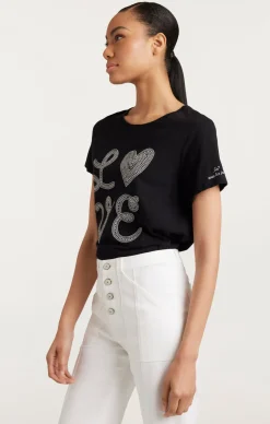 Cinq à Sept Love Heart Tee Black/Plaster Clearance