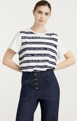 Cinq à Sept Love Letter Stripe Tee WhiteMulti Outlet