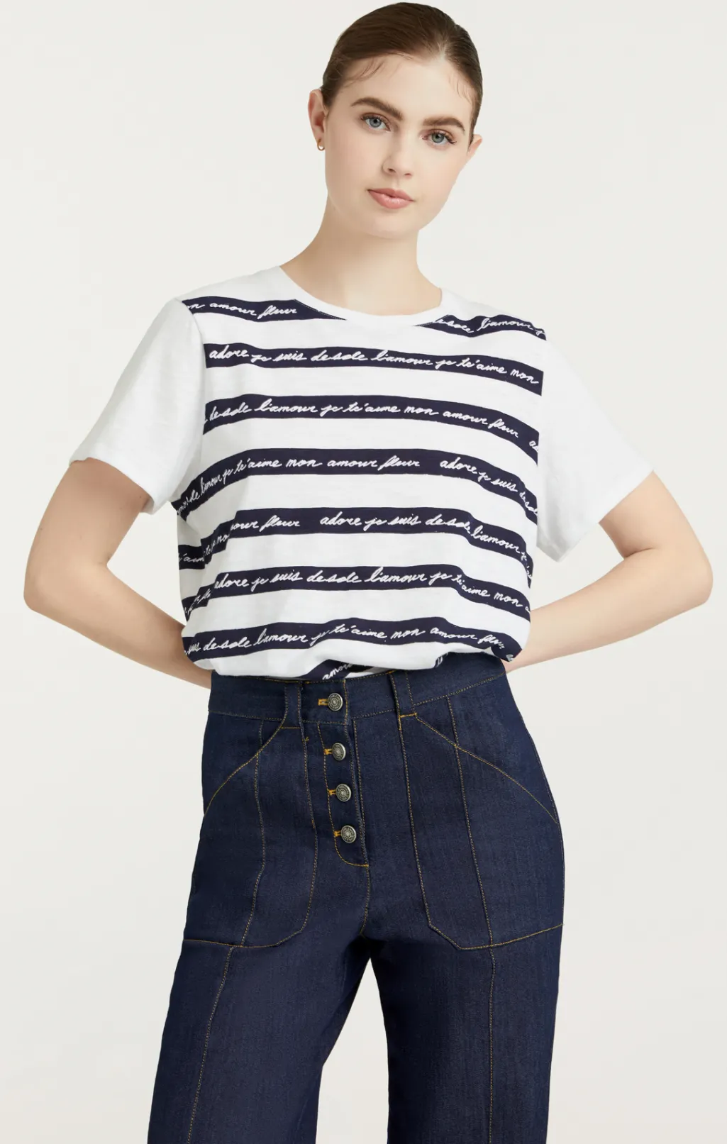 Cinq à Sept Love Letter Stripe Tee WhiteMulti Outlet
