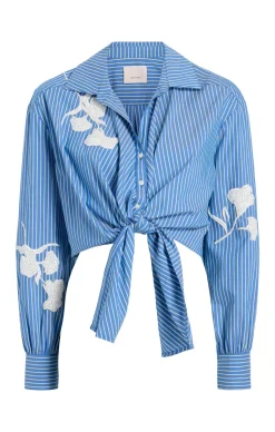 Cinq à Sept Lya Stripe Marianna Top OxfordBlue/Chamomile Clearance