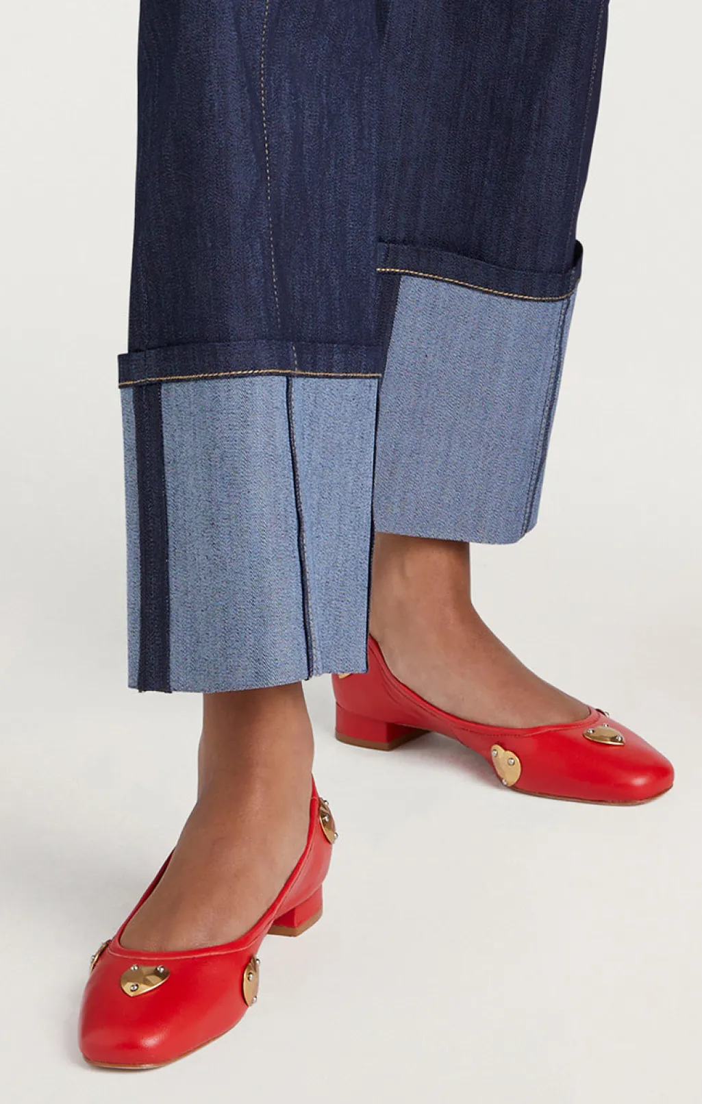 Cinq à Sept Marin Block Heel Ballet Pump Cardinal/Gold Online
