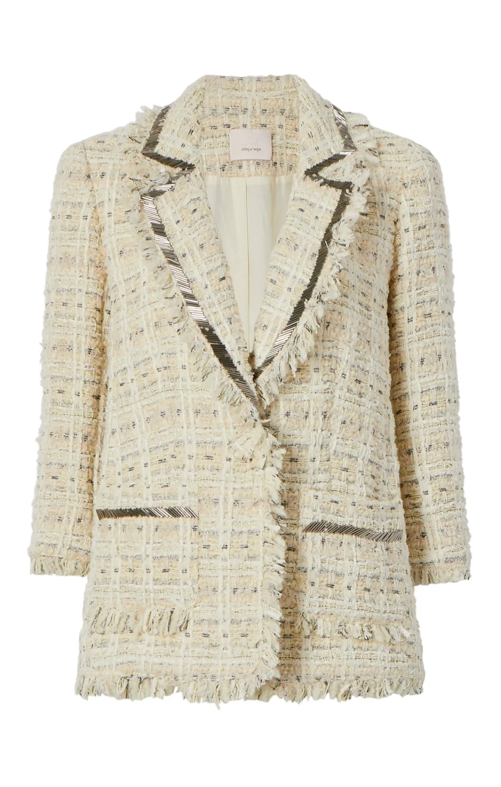 Cinq à Sept Metallic Beaded Maddie Blazer Ivory Discount