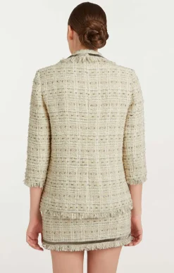 Cinq à Sept Metallic Beaded Maddie Blazer Ivory Discount