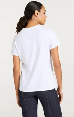 Cinq à Sept Metallic Leather Je T'aime Tee White/Gold Hot