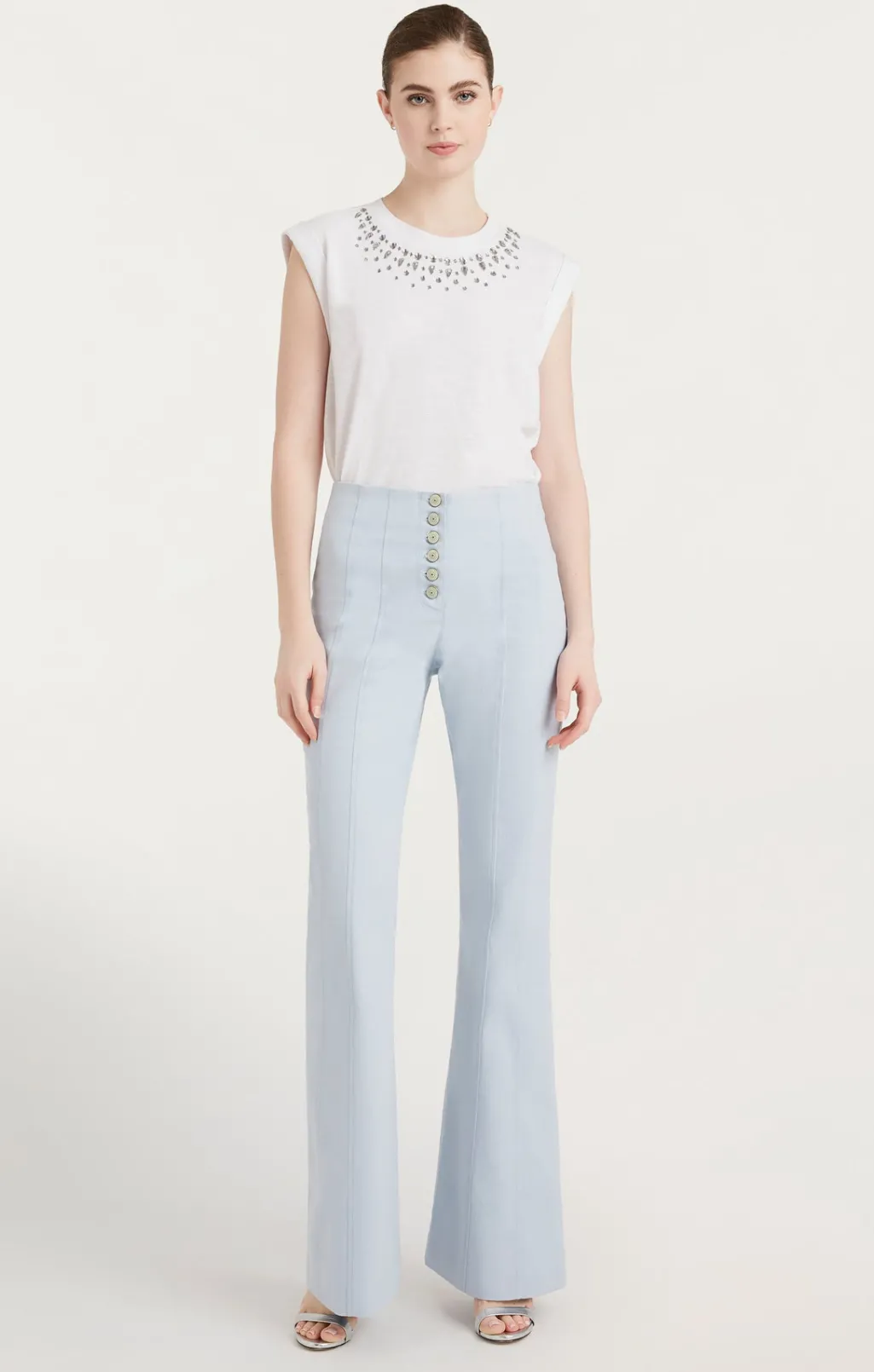 Cinq à Sept Mixed Rhinestone Bella Tee WhiteMulti