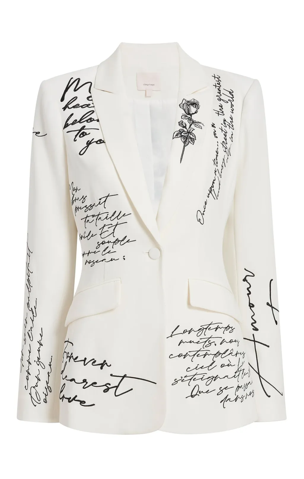 Cinq à Sept Mon Amour Embellished Cheyenne Blazer Ivory/black Discount