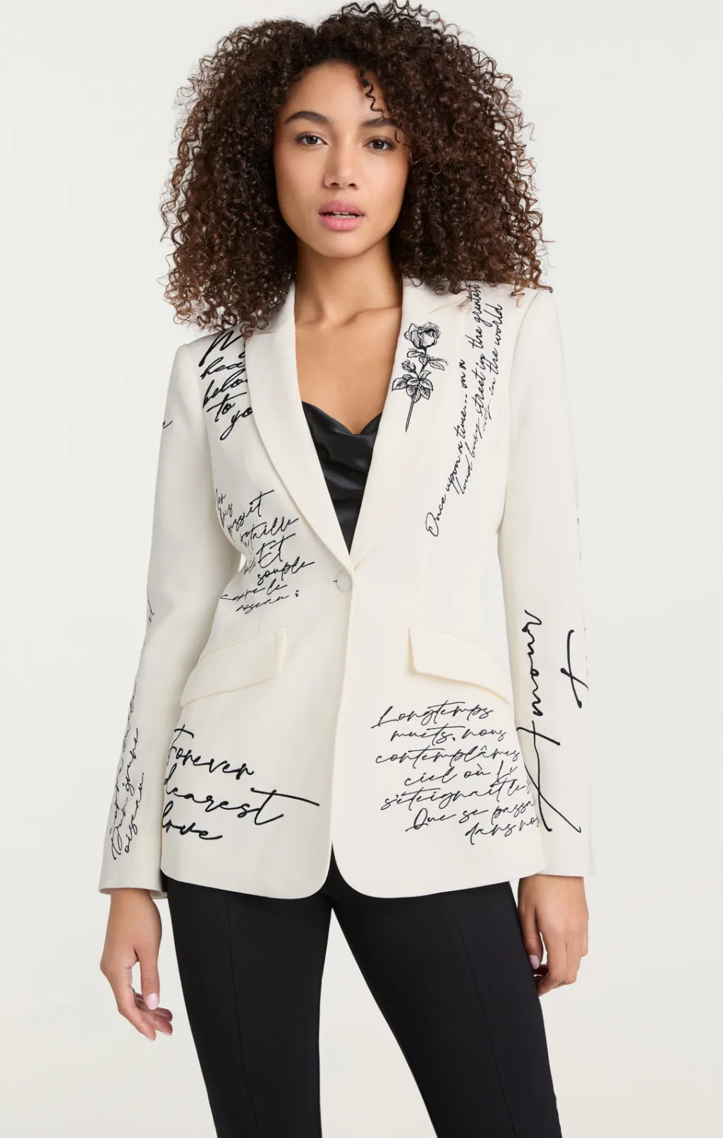 Cinq à Sept Mon Amour Embellished Cheyenne Blazer Ivory/black Discount
