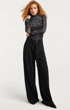 Cinq à Sept Mon Amour Shirred Mesh Turtleneck Black/ivory Hot