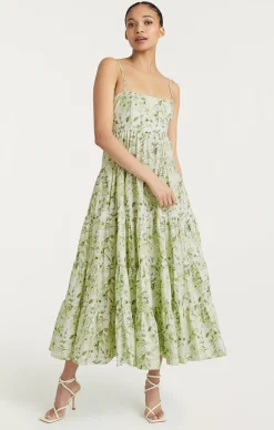 Cinq à Sept Monochromatic Floral Gavin Dress FadedMintMulti Hot