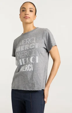 Cinq à Sept Multi Merci Tee HeatherGrey/White Sale