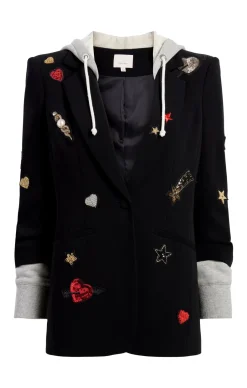 Cinq à Sept Nebula Embellished Hooded Khloe Blazer Black/Multi Hot