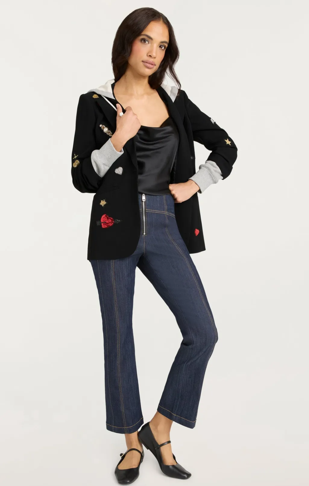 Cinq à Sept Nebula Embellished Hooded Khloe Blazer Black/Multi Hot